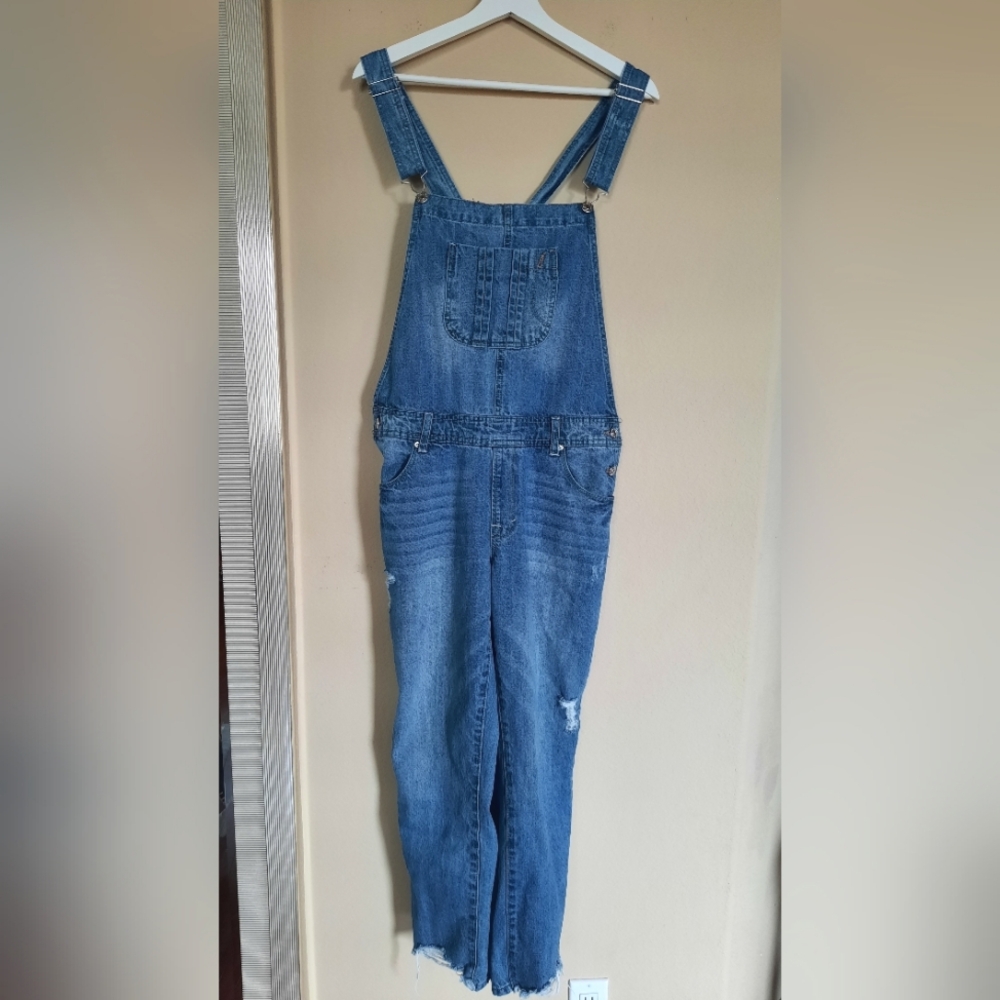 Kensie Blue Denim Overalls Classic Relaxed Fit